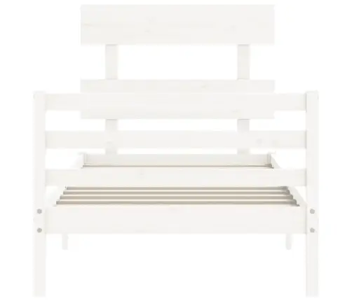 Gultas Rāmis Ar Galvgali, Balts, 100X200 Cm, Masīvkoks Vidaxl