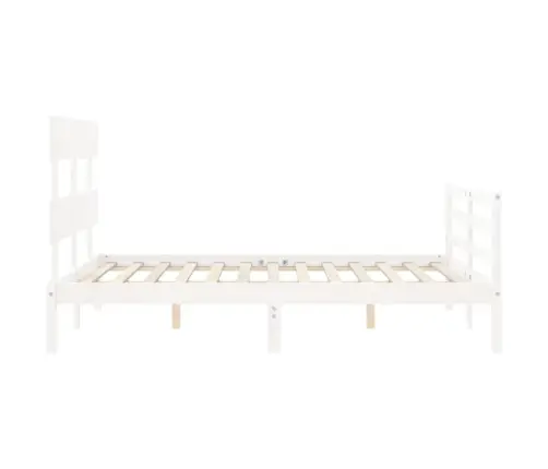 Gultas Rāmis Ar Galvgali, 120X200 Cm, Masīvkoks, Balts Vidaxl
