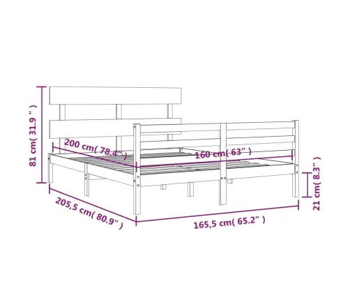 Lovos Rėmas Su Galvūgaliu, Baltas, 160X200cm Medienos Masyvas