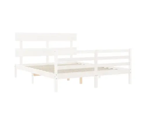 Lovos Rėmas Su Galvūgaliu, Baltas, 160X200cm Medienos Masyvas