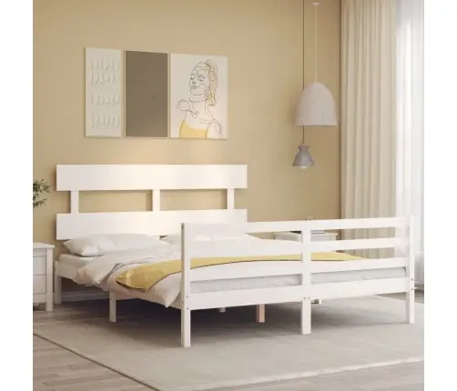 Lovos Rėmas Su Galvūgaliu, Baltas, 160X200cm Medienos Masyvas