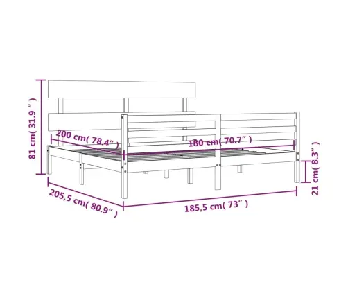 Gultas Rāmis Ar Galvgali, Super King Size, Masīvkoks, Balts Vidaxl