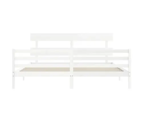 Gultas Rāmis Ar Galvgali, Super King Size, Masīvkoks, Balts Vidaxl