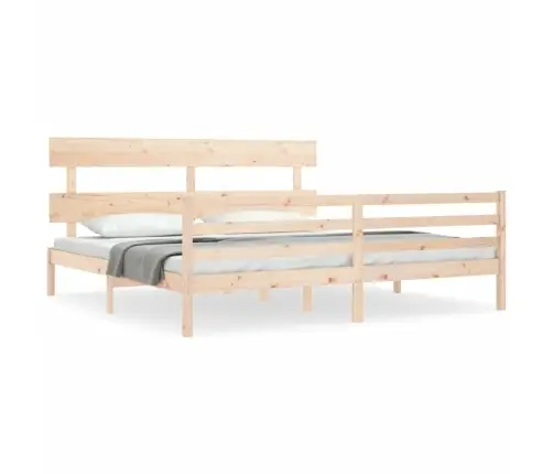 Gultas Rāmis Ar Galvgali, 200X200 Cm, Masīvkoks Vidaxl