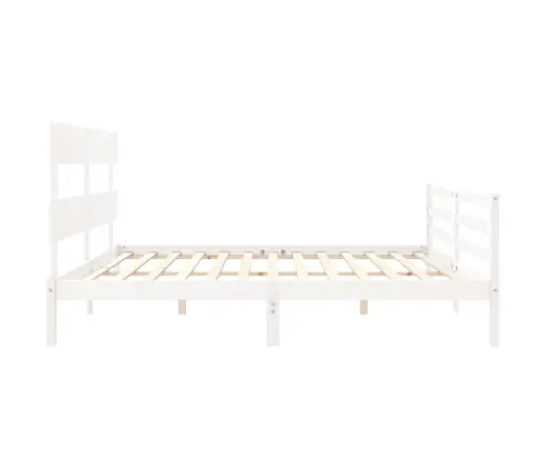 Voodiraam Peatsiga, Valge, 200 X 200 cm Täispuit