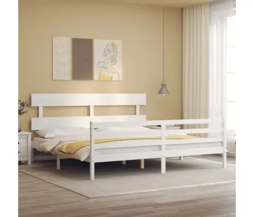 Voodiraam Peatsiga, Valge, 200 X 200 cm Täispuit