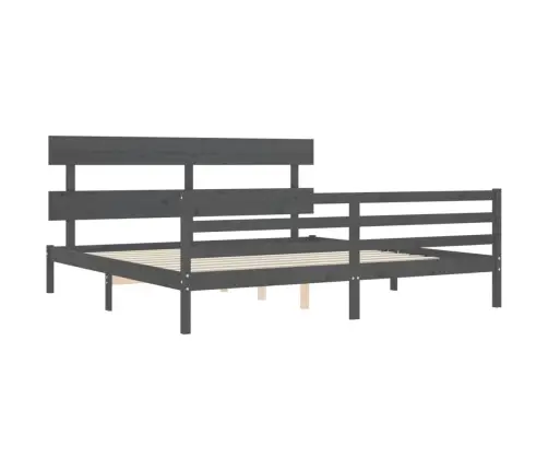 Gultas Rāmis Ar Galvgali, 200X200 Cm, Masīvkoks, Pelēks Vidaxl