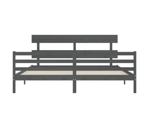 Gultas Rāmis Ar Galvgali, 200X200 Cm, Masīvkoks, Pelēks Vidaxl