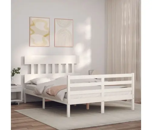 Lovos Rėmas Su Galvūgaliu, Baltas, Mediena, Mažas Dvivietis