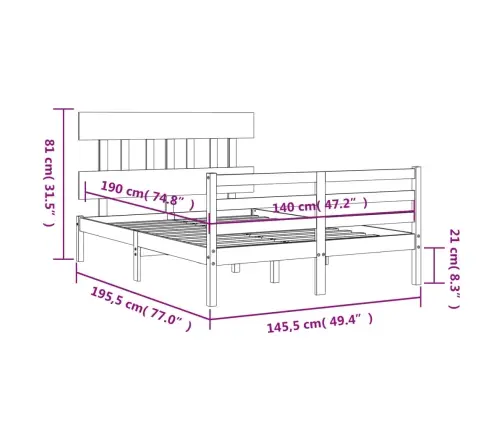 Lovos Rėmas Su Galvūgaliu, 140X190cm Medienos Masyvas
