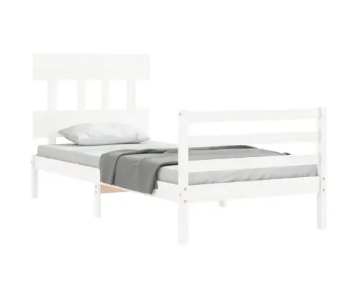 Voodiraam Peatsiga, Valge, 100 X 200 cm Täispuit