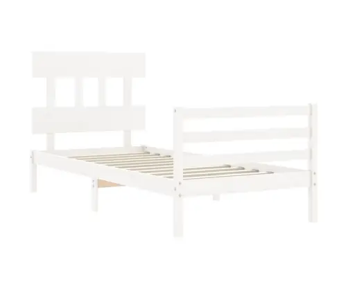 Voodiraam Peatsiga, Valge, 100 X 200 cm Täispuit