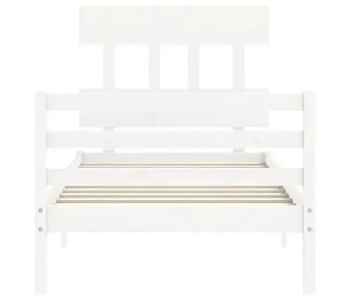 Voodiraam Peatsiga, Valge, 100 X 200 cm Täispuit