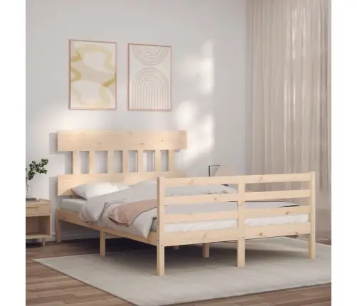 Gultas Rāmis Ar Galvgali, 120X200 Cm, Masīvkoks Vidaxl