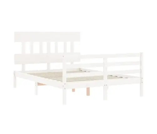 Gultas Rāmis Ar Galvgali, 120X200 Cm, Masīvkoks, Balts Vidaxl