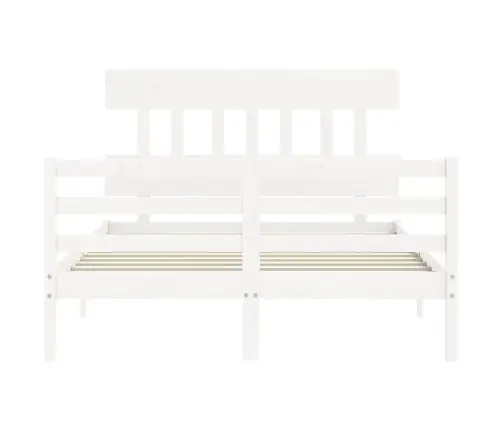 Gultas Rāmis Ar Galvgali, 120X200 Cm, Masīvkoks, Balts Vidaxl
