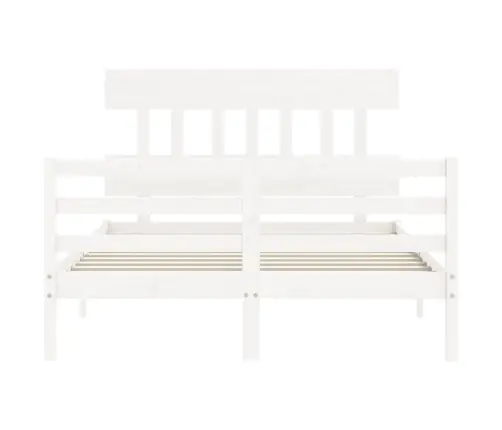 Voodiraam Peatsiga, Valge, 140 X 200 cm Täispuit