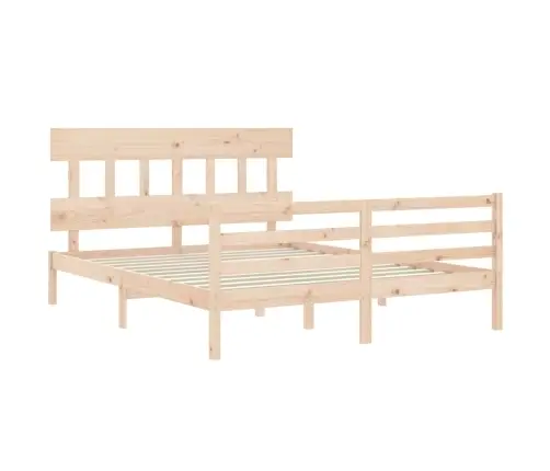 Gultas Rāmis Ar Galvgali, 160X200 Cm, Masīvkoks Vidaxl