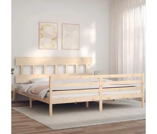Gultas Rāmis Ar Galvgali, Super King Size, Masīvkoks Vidaxl
