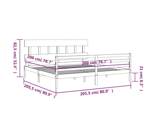 Voodiraam Peatsiga, Valge, 200 X 200 cm Täispuit