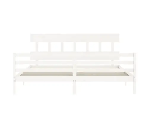 Voodiraam Peatsiga, Valge, 200 X 200 cm Täispuit