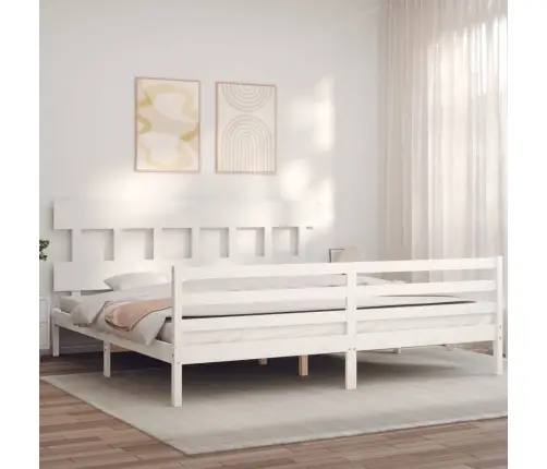 Voodiraam Peatsiga, Valge, 200 X 200 cm Täispuit