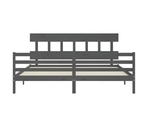 Gultas Rāmis Ar Galvgali, 200X200 Cm, Masīvkoks, Pelēks Vidaxl