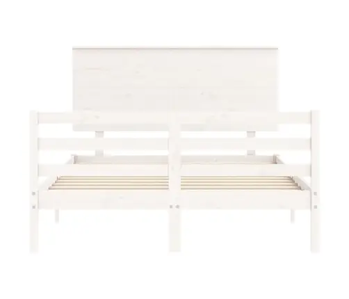 Gultas Rāmis Ar Galvgali, Balts, Divvietīgs, Masīvkoks Vidaxl