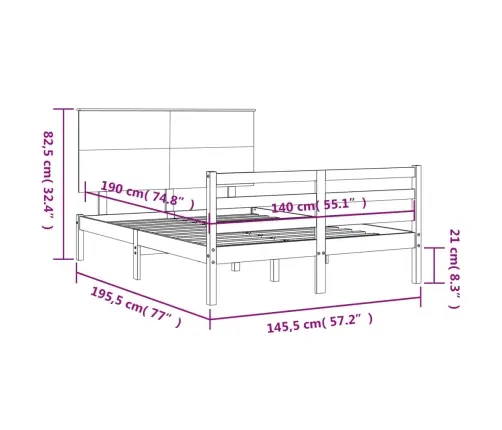 Voodiraam Peatsiga, 140 X 190 cm Täispuit