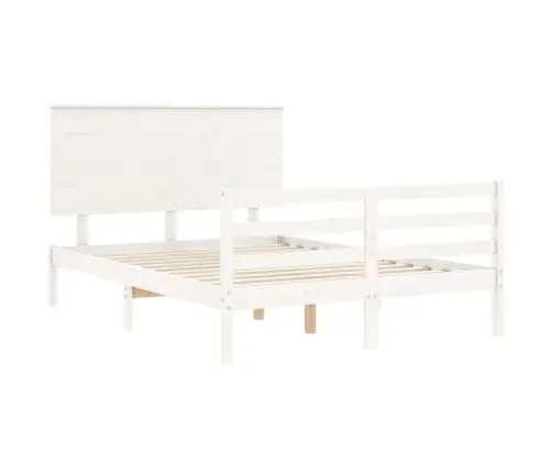 Gultas Rāmis Ar Galvgali, 120X200 Cm, Masīvkoks, Balts Vidaxl
