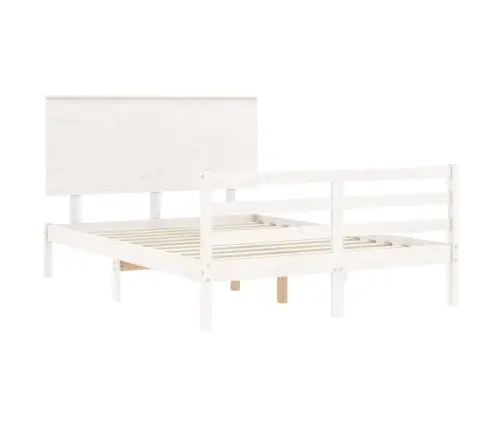 Voodiraam Peatsiga, Valge, 140 X 200 cm Täispuit