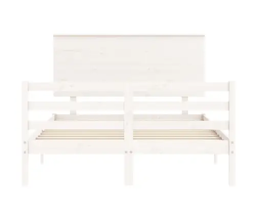 Voodiraam Peatsiga, Valge, 140 X 200 cm Täispuit