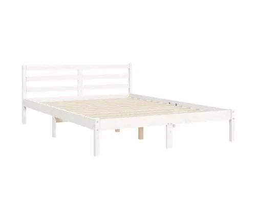 Voodiraam Peatsiga, Valge, 140 X 200 cm Täispuit