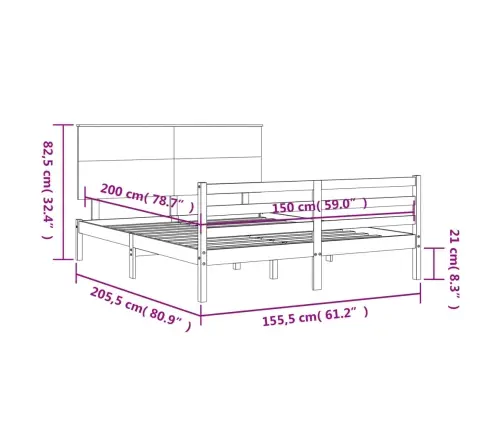 Gultas Rāmis Ar Galvgali, King Size Izmērs, Masīvkoks, Balts Vidaxl