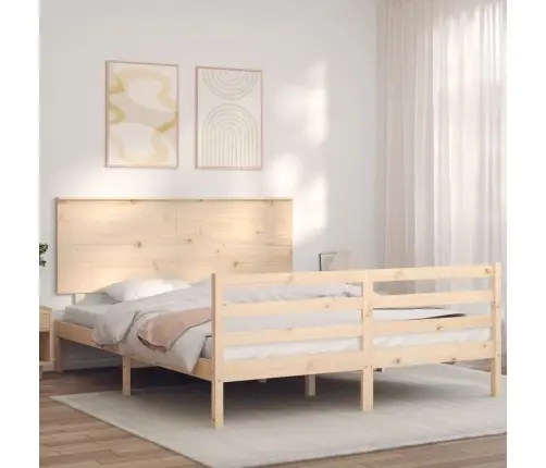 Gultas Rāmis Ar Galvgali, 160X200 Cm, Masīvkoks Vidaxl
