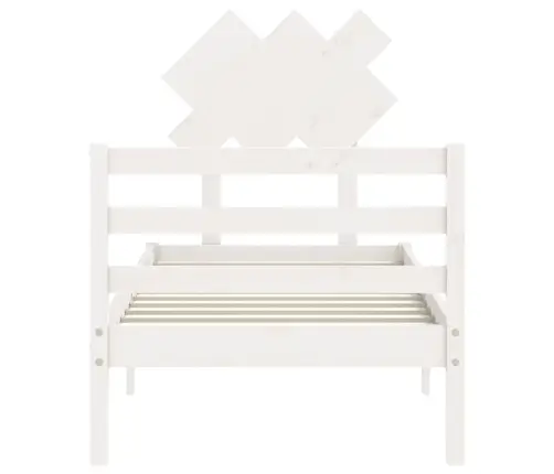 Lovos Rėmas Su Galvūgaliu, Baltas, Medienos Masyvas, Vienvietis
