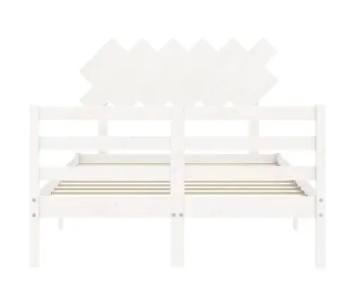 Lovos Rėmas Su Galvūgaliu, Baltas, Medienos Masyvas, Dvivietis