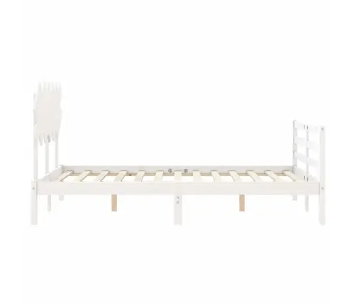 Lovos Rėmas Su Galvūgaliu, Baltas, Medienos Masyvas, Dvivietis