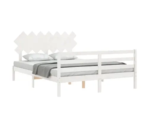 Voodiraam Peatsiga, Valge, 140 X 190 cm Täispuit