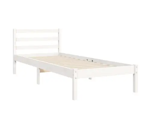 Gultas Rāmis Ar Galvgali, Balts, Masīvkoks, 90X200 Cm Vidaxl
