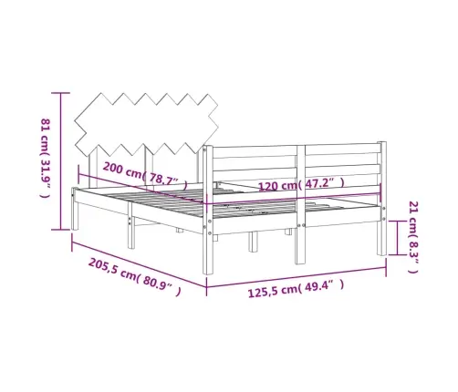 Voodiraam Peatsiga, 120 X 200 cm Täispuit