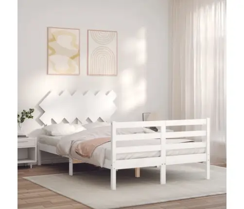 Voodiraam Peatsiga, Valge, 120 X 200 cm Täispuit