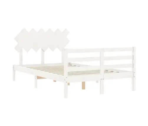 Voodiraam Peatsiga, Valge, 120 X 200 cm Täispuit