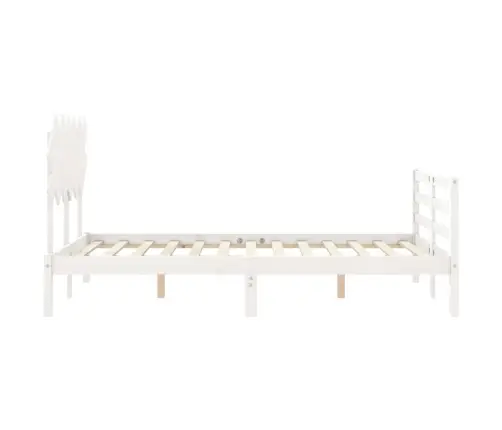 Voodiraam Peatsiga, Valge, 120 X 200 cm Täispuit