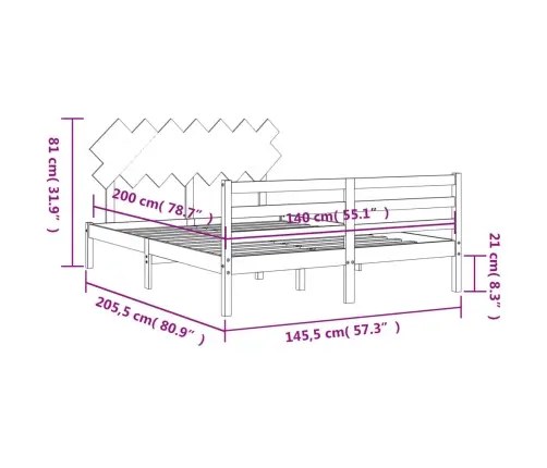 Lovos Rėmas Su Galvūgaliu, Baltas, 140X200cm Medienos Masyvas
