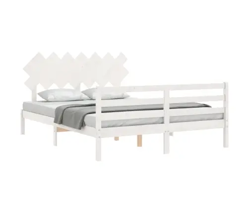 Lovos Rėmas Su Galvūgaliu, Baltas, 140X200cm Medienos Masyvas