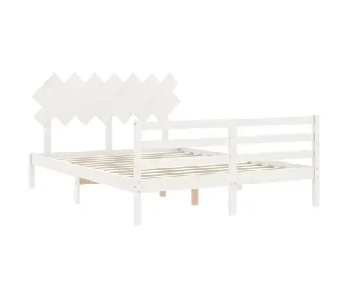 Lovos Rėmas Su Galvūgaliu, Baltas, 140X200cm Medienos Masyvas