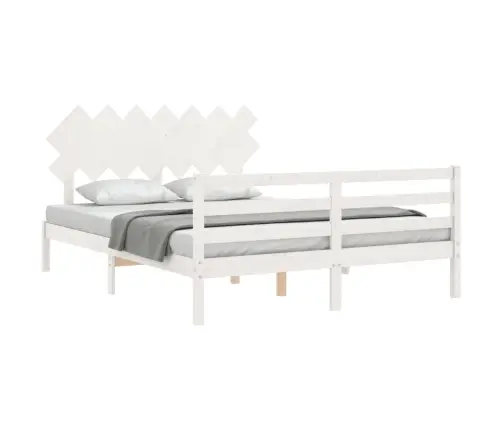 Gultas Rāmis Ar Galvgali, King Size Izmērs, Masīvkoks, Balts Vidaxl