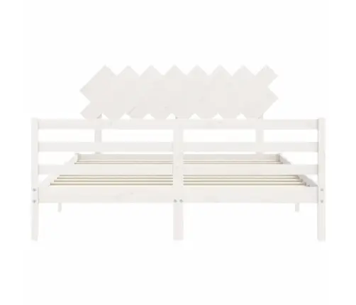 Gultas Rāmis Ar Galvgali, 160X200 Cm, Masīvkoks, Balts Vidaxl