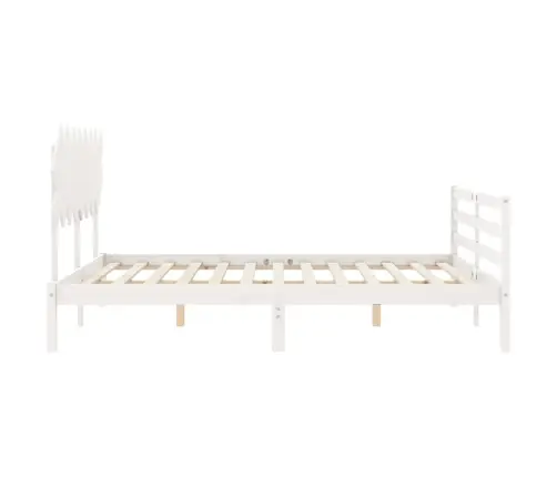Gultas Rāmis Ar Galvgali, 160X200 Cm, Masīvkoks, Balts Vidaxl